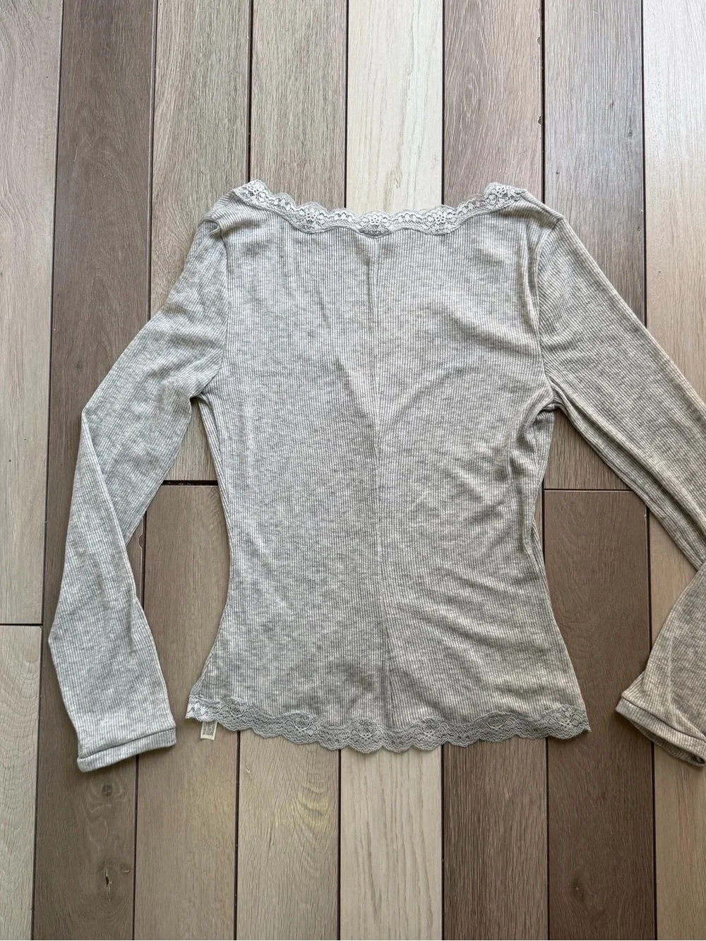 Free People Big Love Lace Trim Knit Button-Up Top